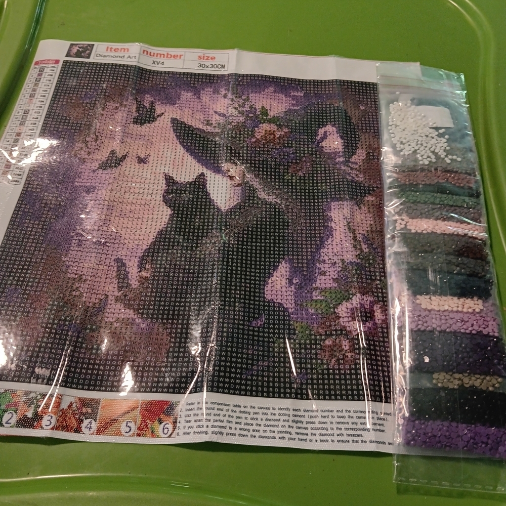 Cat and Witch Diamond Painting Kit 30x30